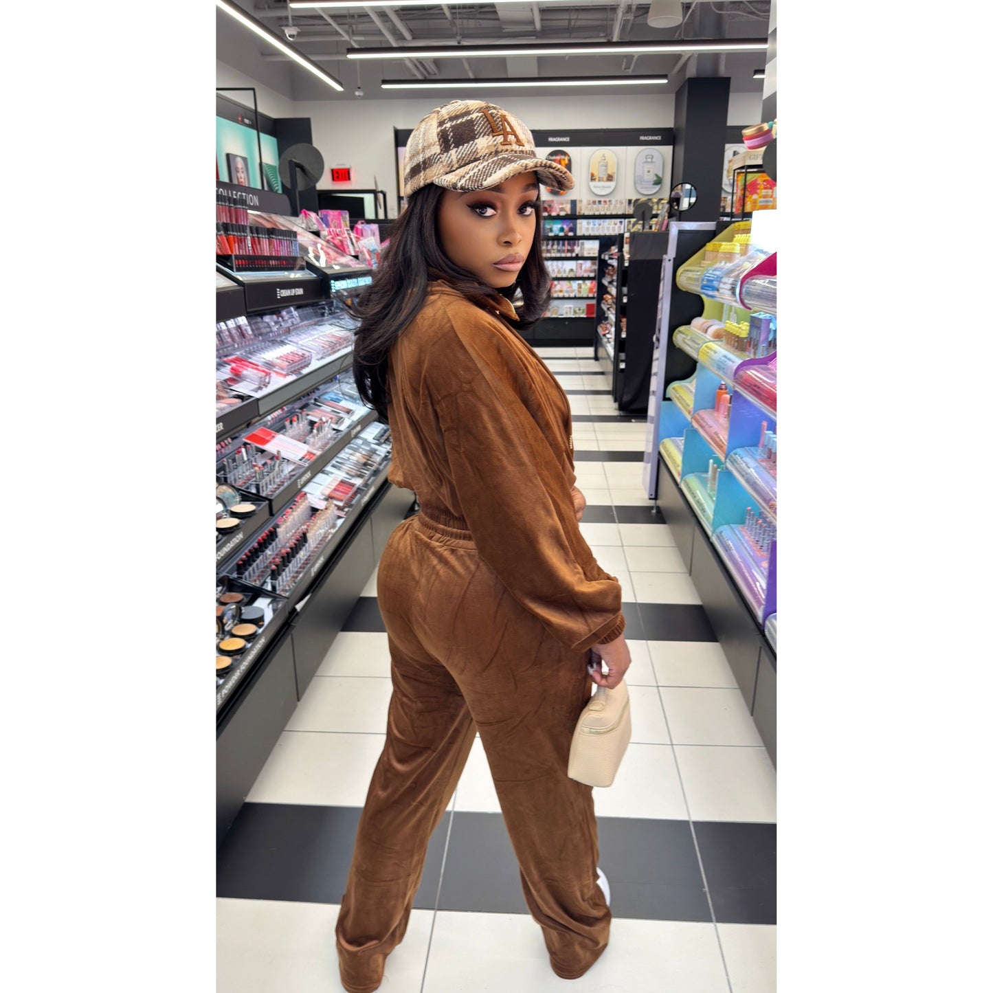 Love Her Velvet Pants Set (Brown)